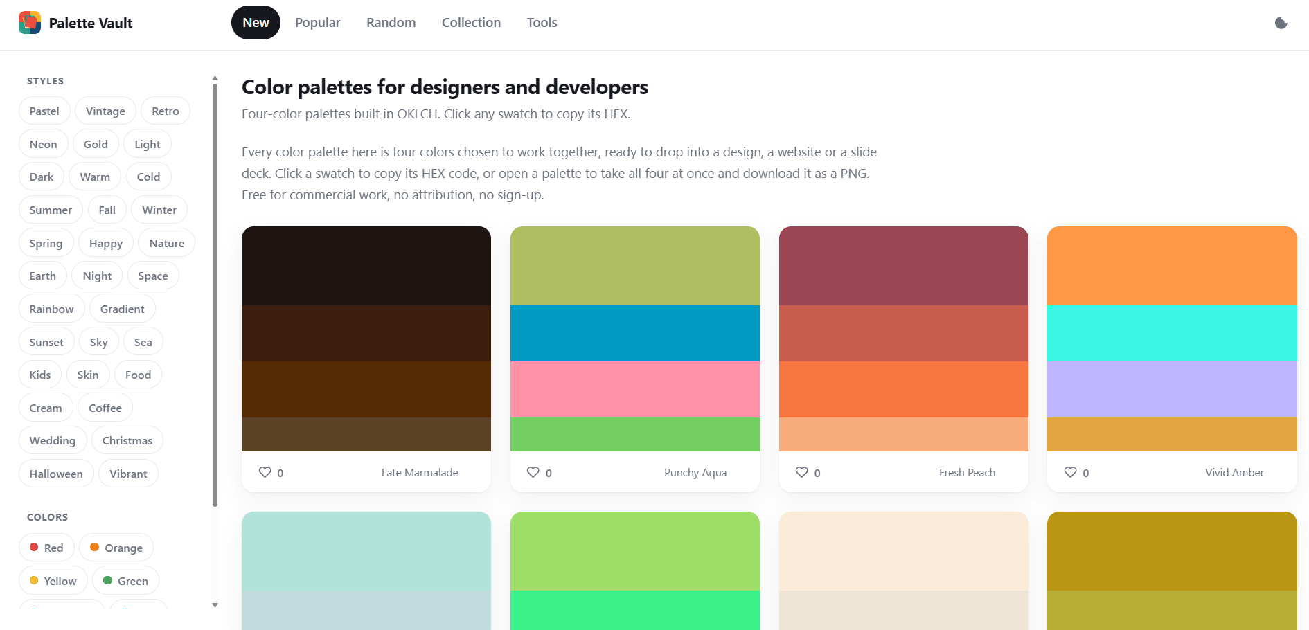 Free Palettes and Hex Codes